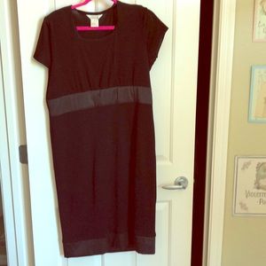 Basic black dress with satin trim